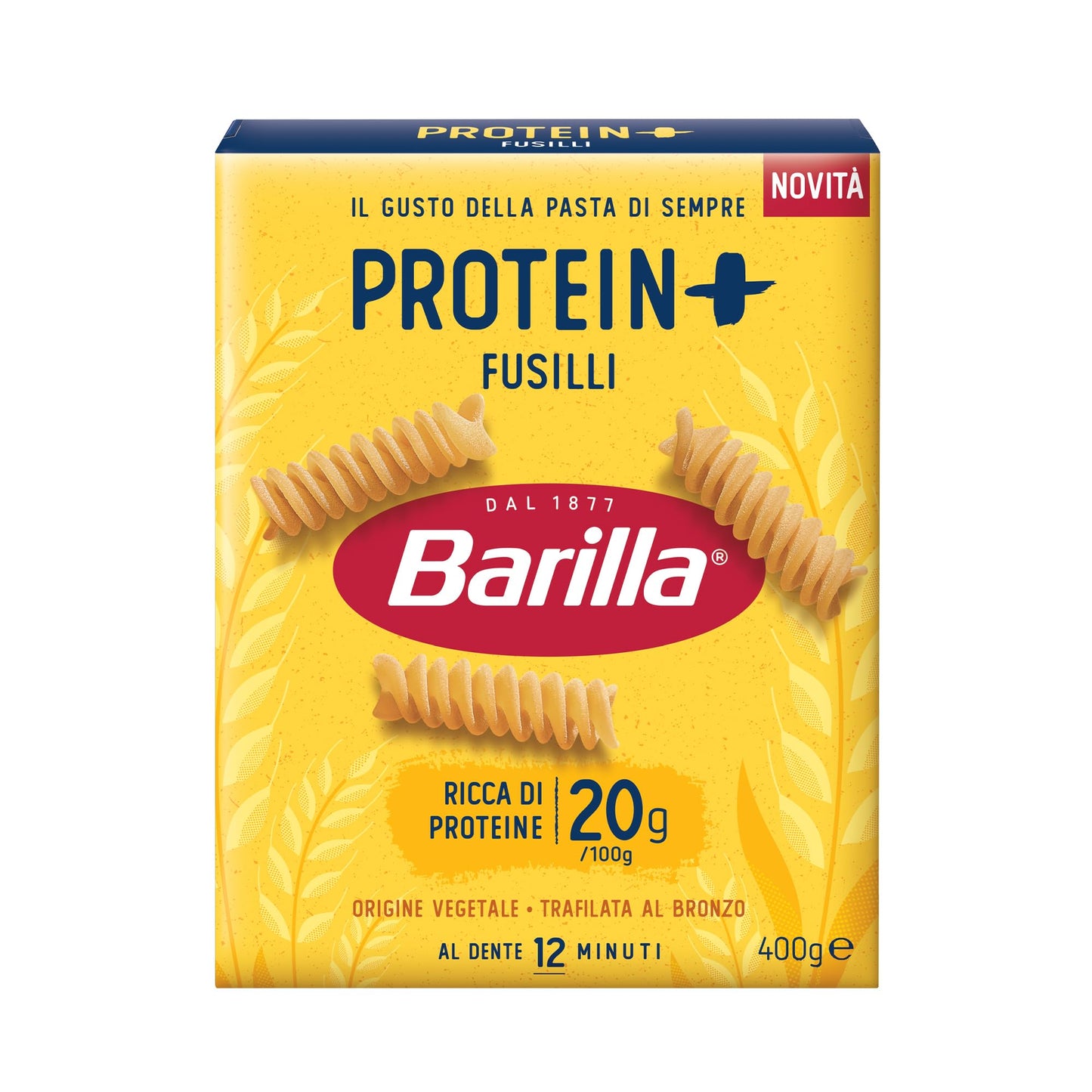 Barilla Pasta Fusilli Protein+, Pasta Proteica di Semola di Grano Duro con Proteine di Piselli, 400 g