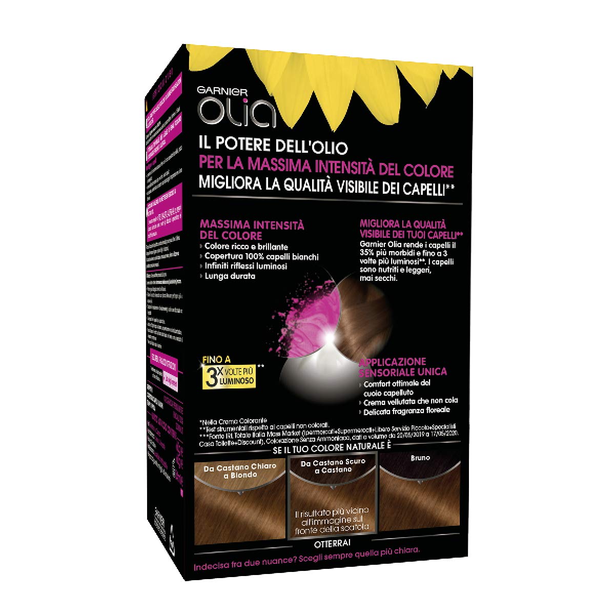 Garnier, Colorazione permanente Olia, Senza ammoniaca, Con oli di fiori di origine naturale, Castano Dorato (5.3)