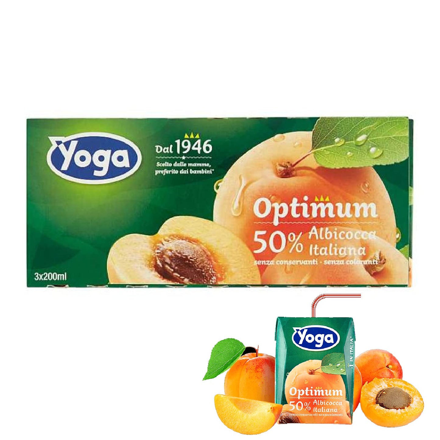 8 CONFEZIONI SUCCO DI FRUTTA YOGA OPTIMUM ALBICOCCA ITALIANA 3 X 200 ML BRIK, Bottiglia