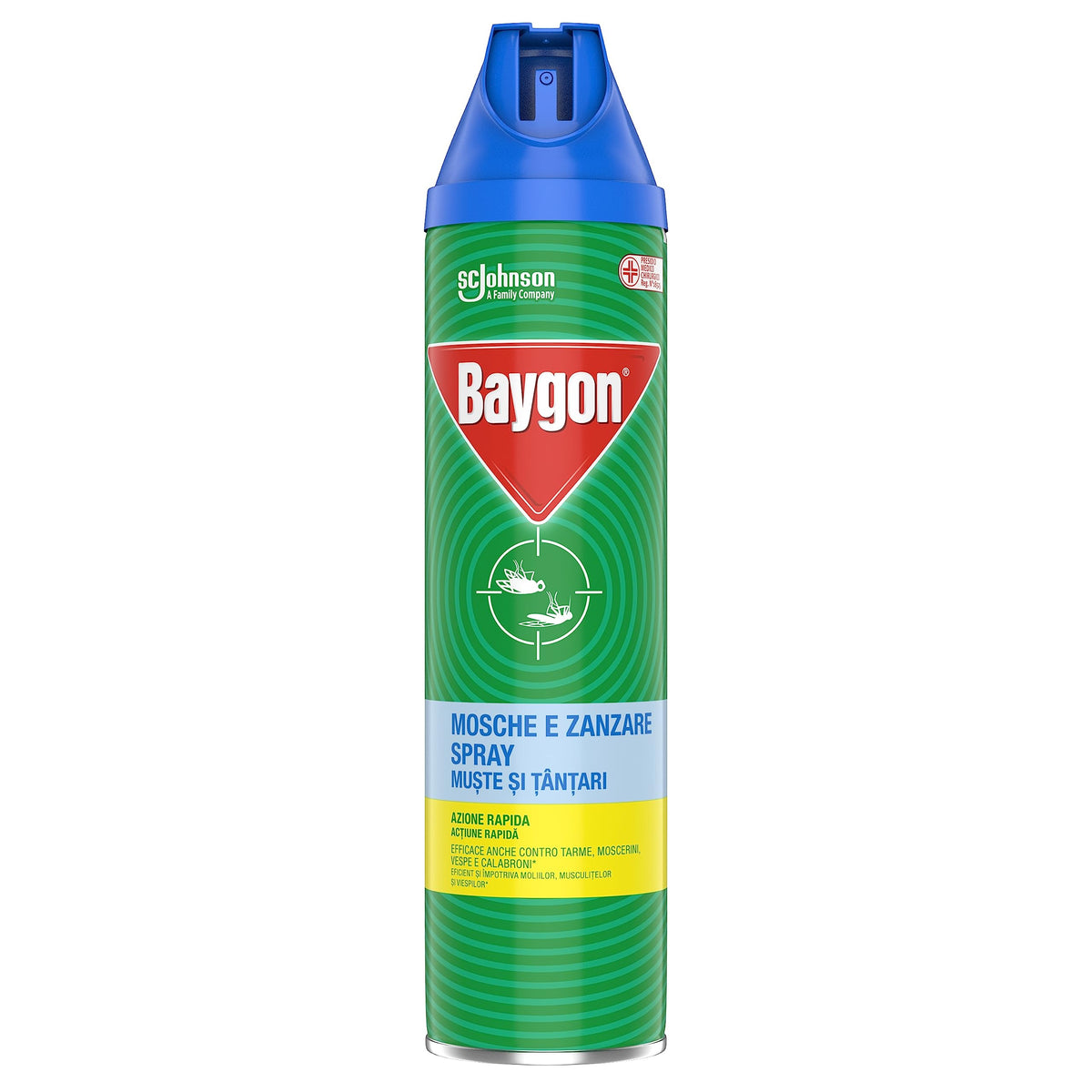Baygon Mosche e Zanzare Spray Insetticida, Azione Rapida, Protezione a Lunga Durata, 1 Confezione da 400 ml