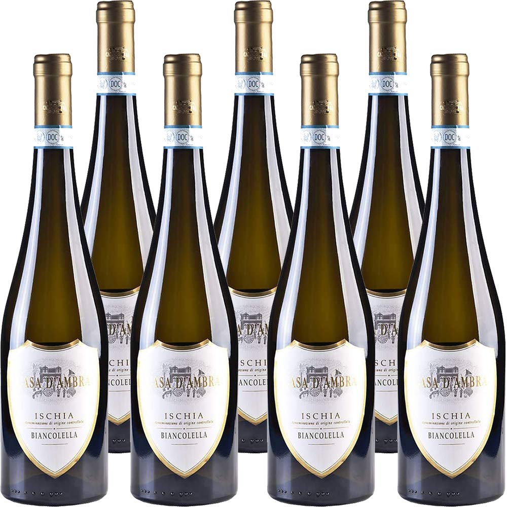Ischia Biancolella DOC | Casa d'Ambra | Vino Bianco dell'isola d'Ischia | Confezione da 6 bottiglie da 75 cl | Idea Regalo