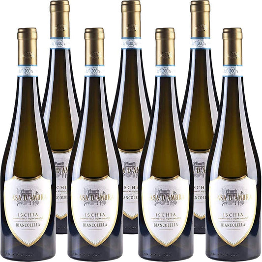 Ischia Biancolella DOC | Casa d'Ambra | Vino Bianco dell'isola d'Ischia | Confezione da 6 bottiglie da 75 cl | Idea Regalo