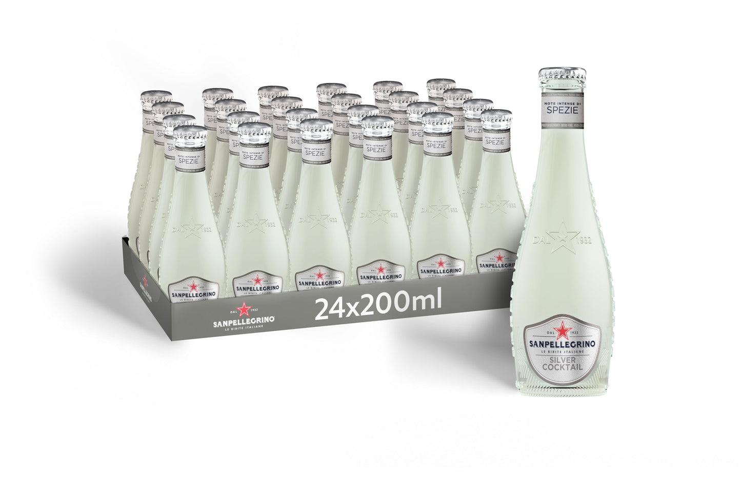 BIBITE SANPELLEGRINO, Silver Cocktail, Bevanda Gassata Analcolica - 24 bottiglie in vetro da 200 ml