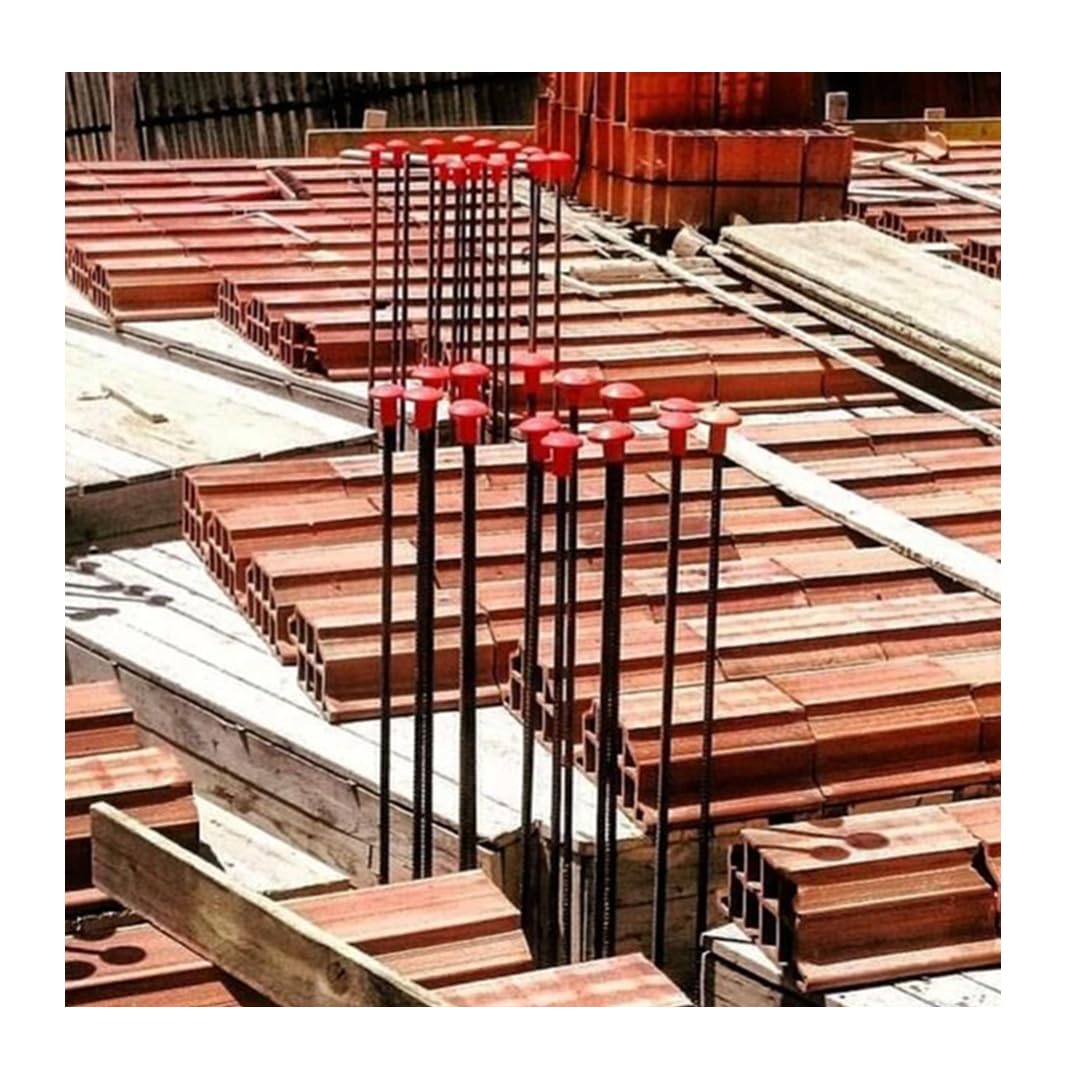 CG94 - Tappi Segnaletici Copritondino in Polietilene Rosso - Sicurezza in Cantiere per Monconi e Barre di Acciaio - Ø 6-20 mm (50)