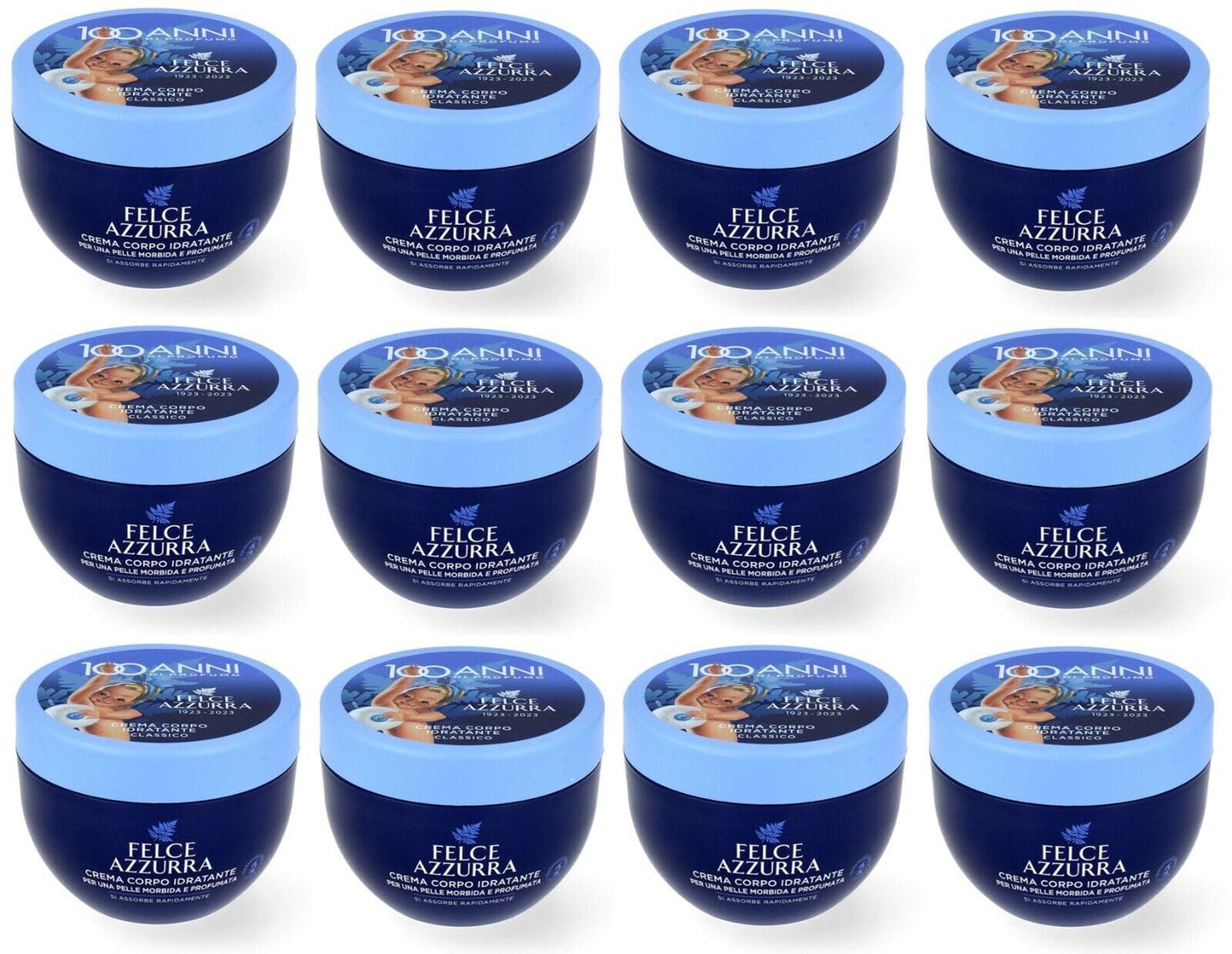 Confezione da 12 PAGLIERI Felce Azzurra Crema Corpo Idratante 250ml