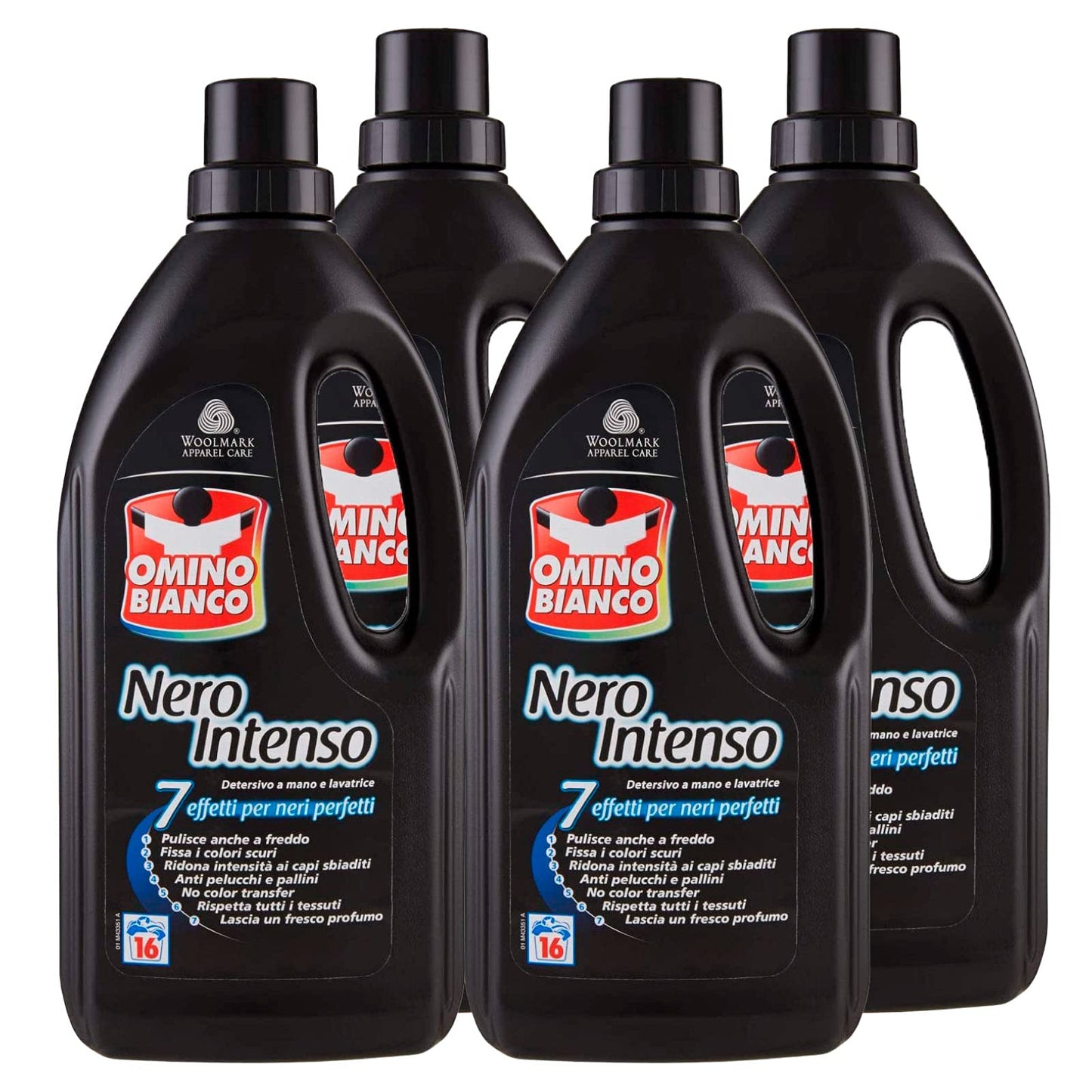 Omino Bianco - Detersivo Liquido Lavatrice, Specifico per Bucato Nero Intenso, 7 Azioni, con Tecnologia Rinnova Nero, 1000 ml x 4 Confezioni