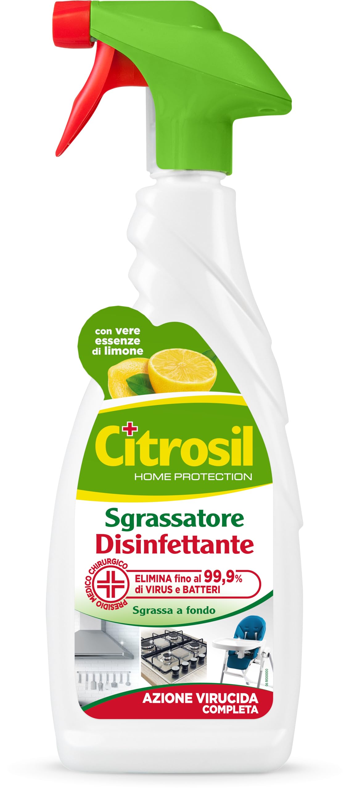 Citrosil Sgrassatore Disinfettante, Azione Virucida Completa, Elimina Fino al 99,9% di Virus e Batteri, Essenze di Limone, 650 ml