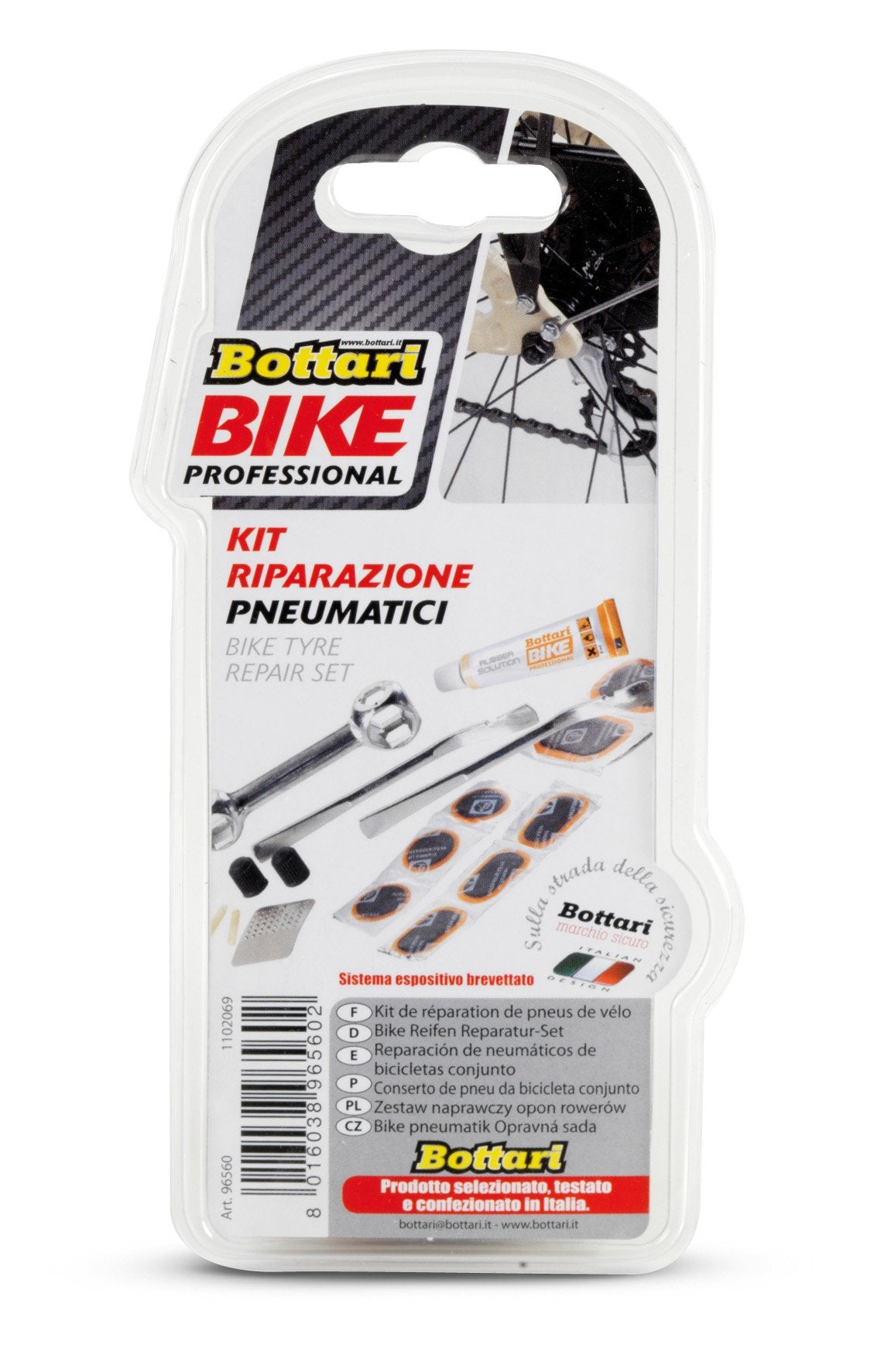 Bottari 96560, Kit Riparazione Pneumatici per Bici Unisex-Adulto, Nero