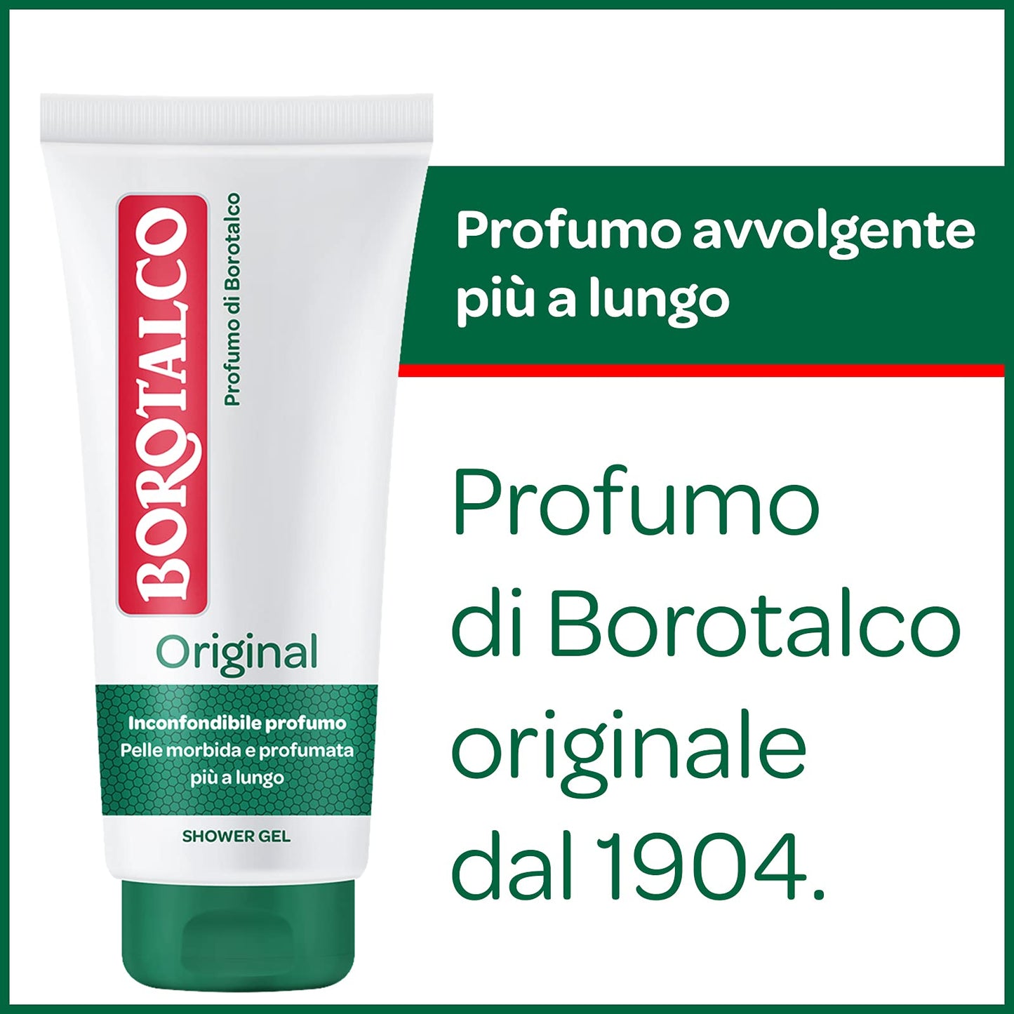 Borotalco - Docciaschiuma Original Corpo - Doccia Schiuma al Profumo di Borotalco, Shower Gel per una Pelle Morbida e Profumata - Ideale per Uomo e Donna - Dermatologicamente Testato, Flacone da 200ml