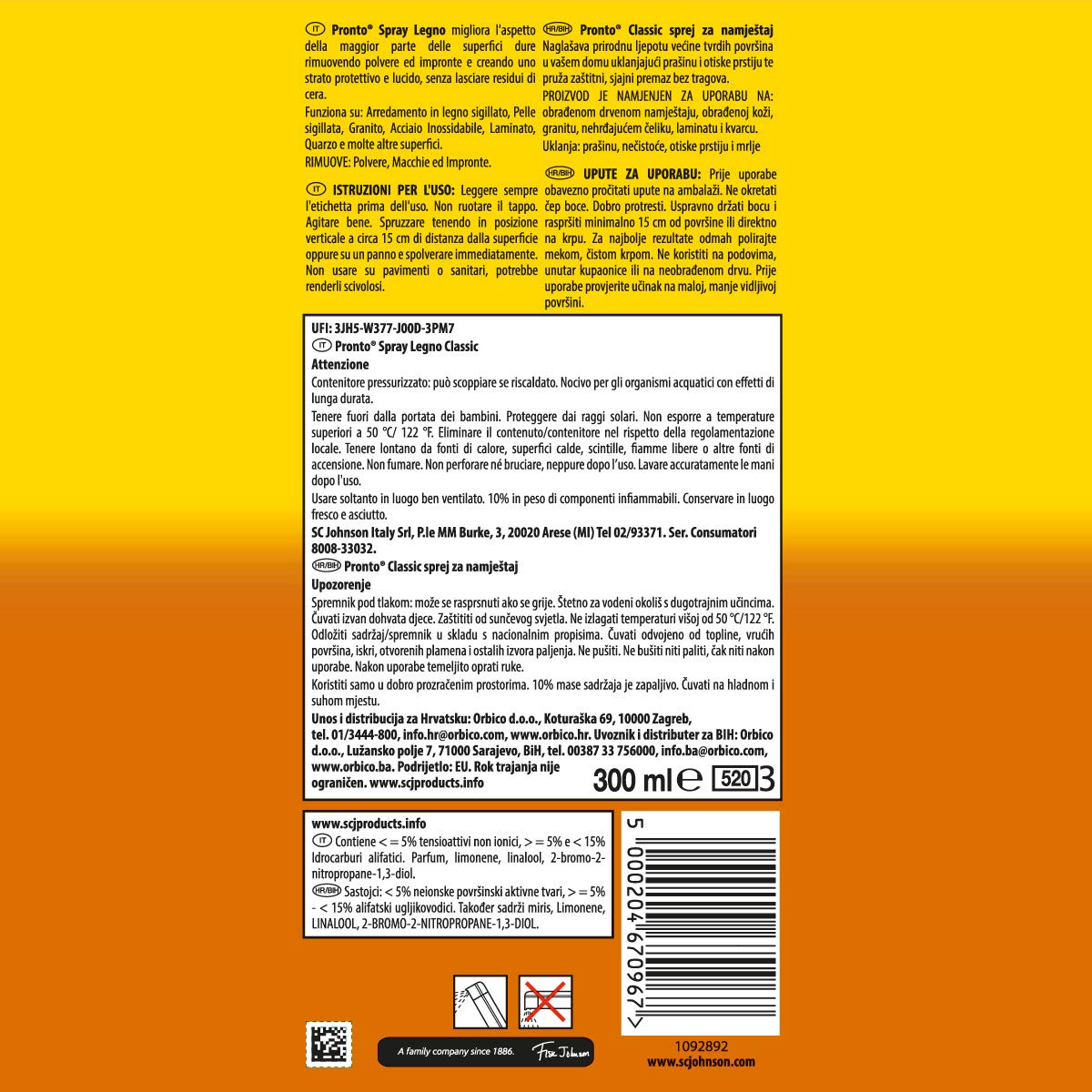 Pronto Legno Spray Expert Care, Esalta e Protegge, Adatto a Tutte le Superfici in Legno, 3 Confezione da 300 ml