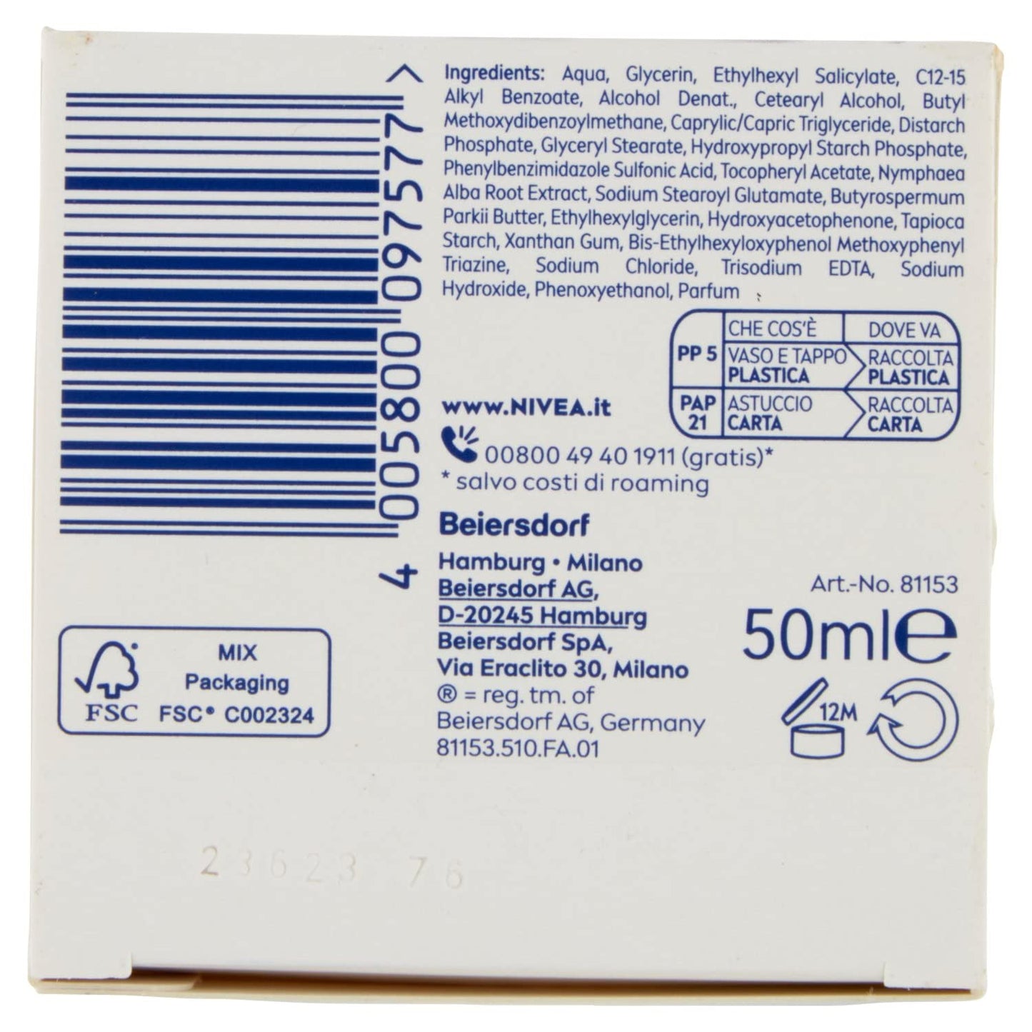 Nivea Crema Idratante Rinfrescante - 50 Ml