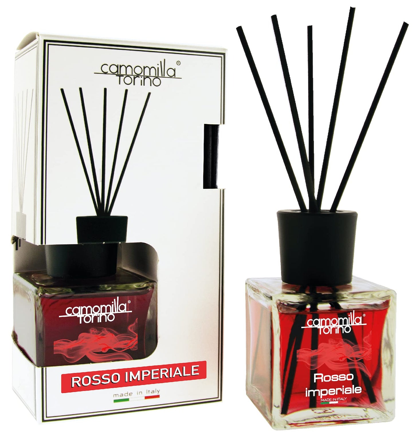 Diffusore profumo per ambienti a bastoncino 200 ml. linea Cubo in 12 fragranze. Italy (rosso imperiale)