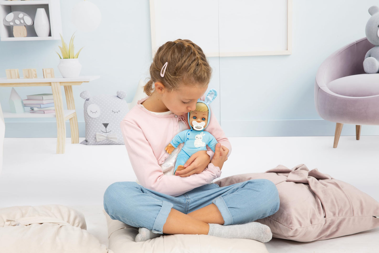 CICCIOBELLO, Poppon 30 cm, con simpatico pigiama con orecchie di coniglio, modelli casuali, giocattoli per bambini dai 2 anni in su, CCBE1