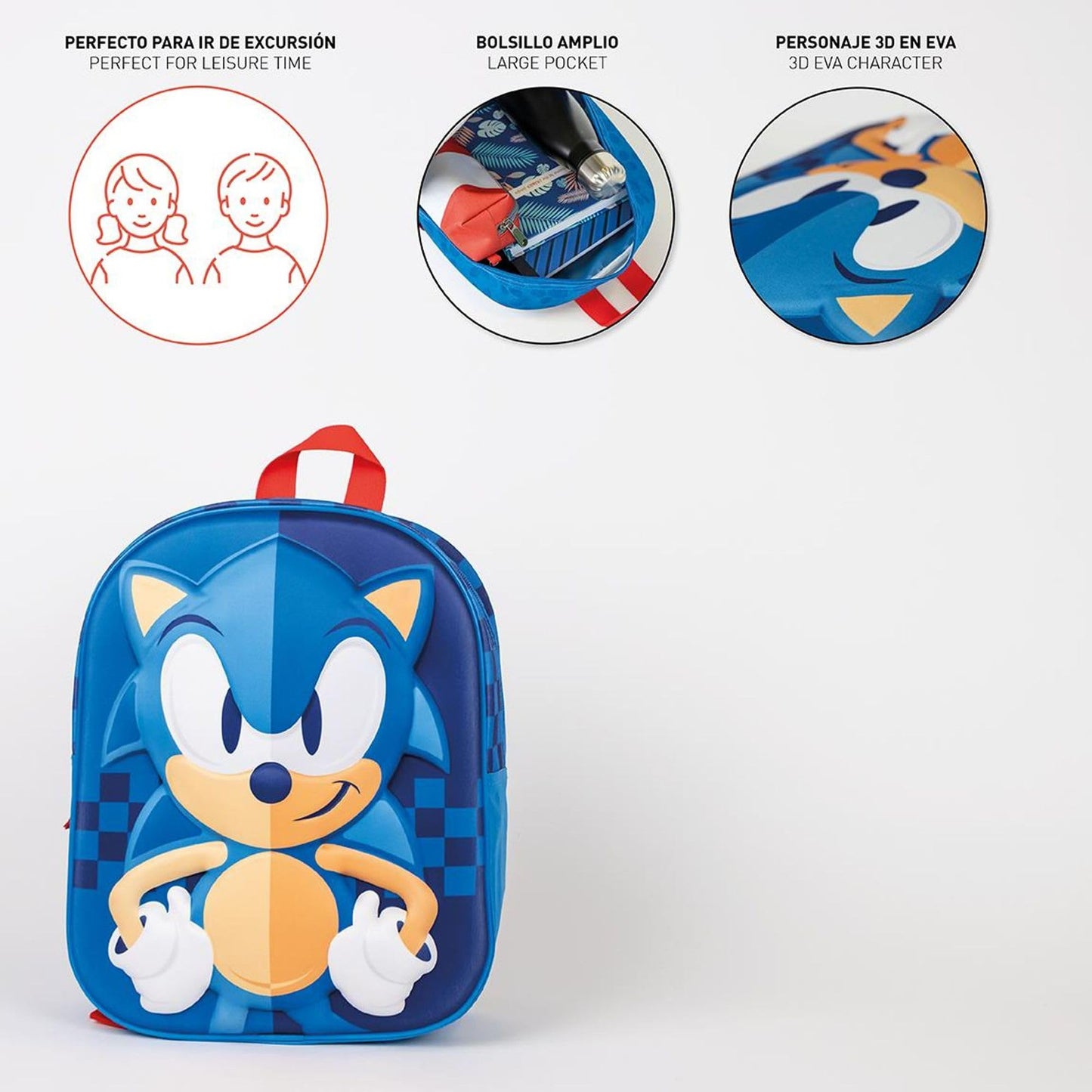 CERDÁ LIFE'S LITTLE MOMENTS Zaino 3D per Bambini Sonic, Unisex Kids, Blu, Regular