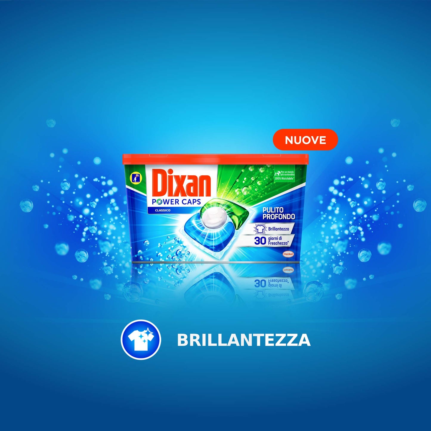 Dixan PowerCaps Multicolor, Detersivo Lavatrice Capsule, Ideale per capi colorati, 60 lavaggi - 900 g