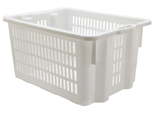 Mobil Plastic cesta per pane - cassa traforata in plastica per alimenti sovrapponibile e impilabile 50 litri con manici - colore bianco neutro