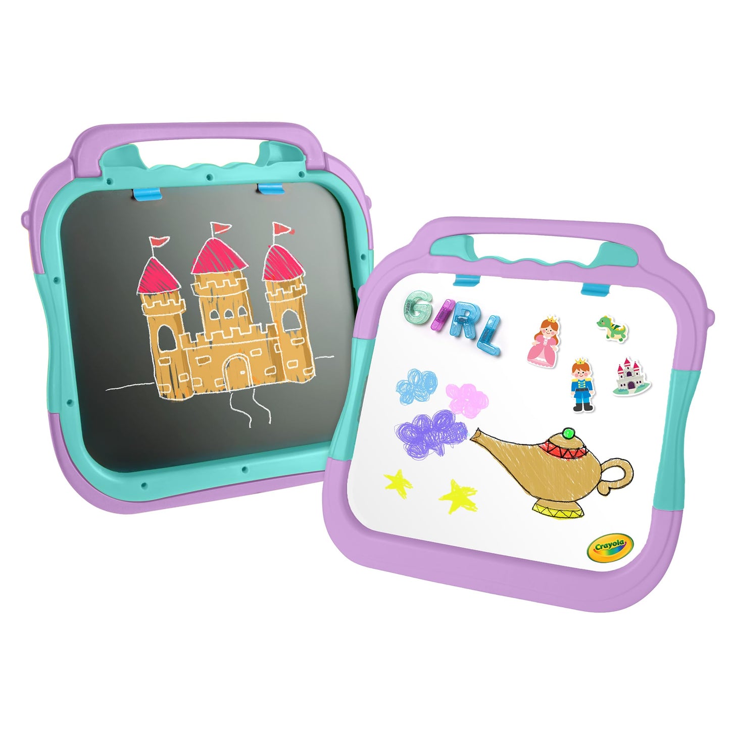 Crayola Crea la Tua Favola, Lavagna a Due superfici Magnetico Bianco e Lato Gesso Nero, attività Creativa e Regalo per Bambini dai 3 Anni in su, Multicolore, 5106-01