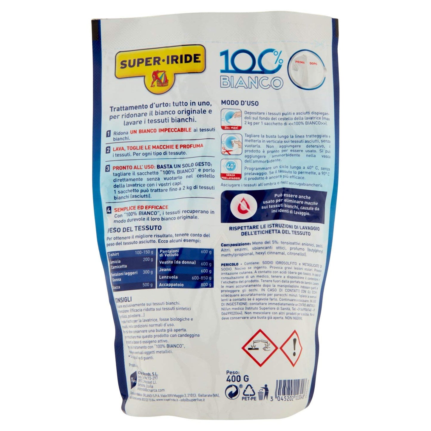 Super-Iride, Ravviva i Tessuti, contenuto 150 ml- Colore BIANCO