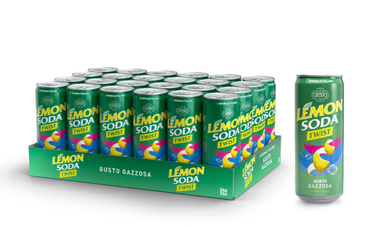 Lemonsoda | Twist Lime, Bevanda Gassata al Gusto Gazzosa, 24 Lattine da 33 cl, Senza Zuccheri, Rinfrescante, Senza coloranti e Conservanti