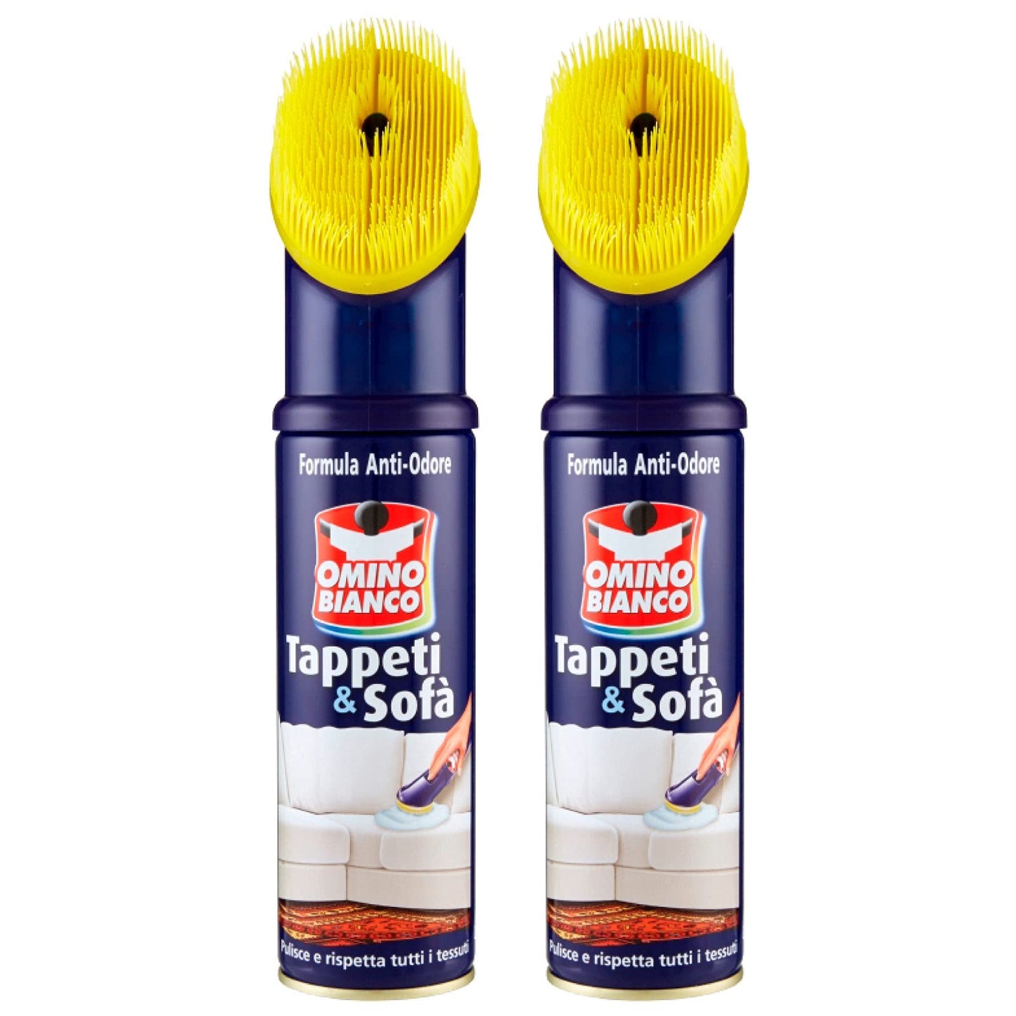 Omino Bianco Gel - Prodotto Specifico per Tappeti e Divani, Pulitore e Detergente per Tessuti con Formula Antiodore, 2 Pezzi da 300 ml