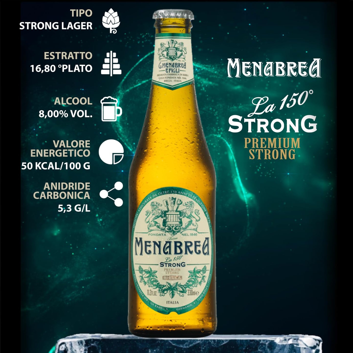 MENABREA - La 150 - Birra Strong - Cartone Da 24 Bottiglie - 330 ml