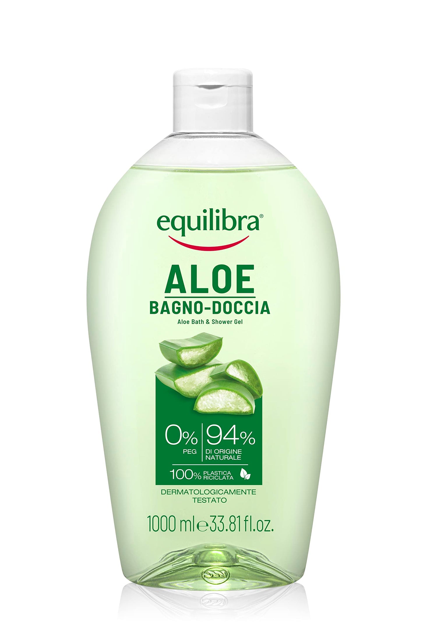 Equilibra Corpo, Aloe Bagno-Doccia, Bagno-Doccia Aloe Delicato ad Azione Idratante e Purificante, Adatto a Tutta la Famiglia, con Aloe Vera e Tensioattivi di Origine Vegetale, 1000 ml