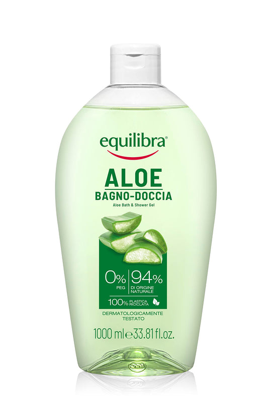 Equilibra Corpo, Aloe Bagno-Doccia, Bagno-Doccia Aloe Delicato ad Azione Idratante e Purificante, Adatto a Tutta la Famiglia, con Aloe Vera e Tensioattivi di Origine Vegetale, 1000 ml