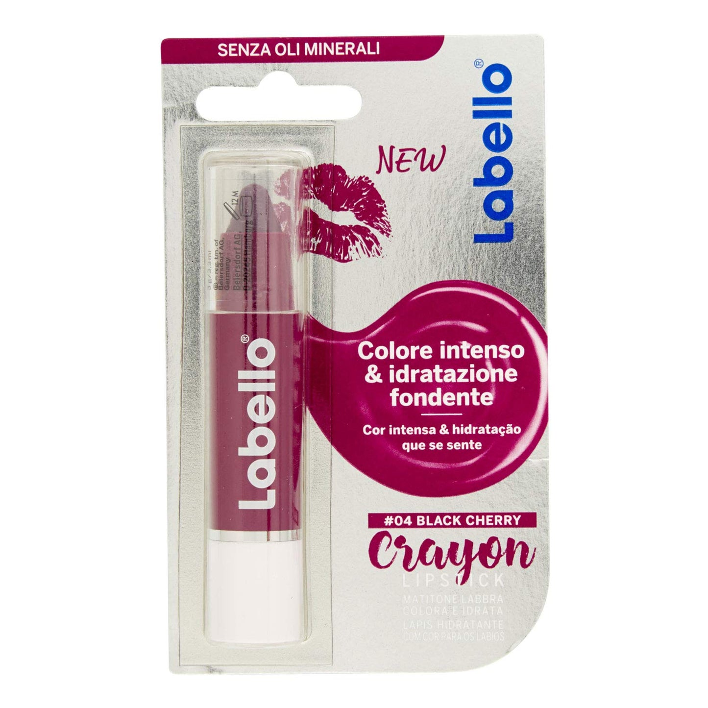 Labello Balsamo Labbra Colorato Crayon Lipstick, Black Cherry, 3g
