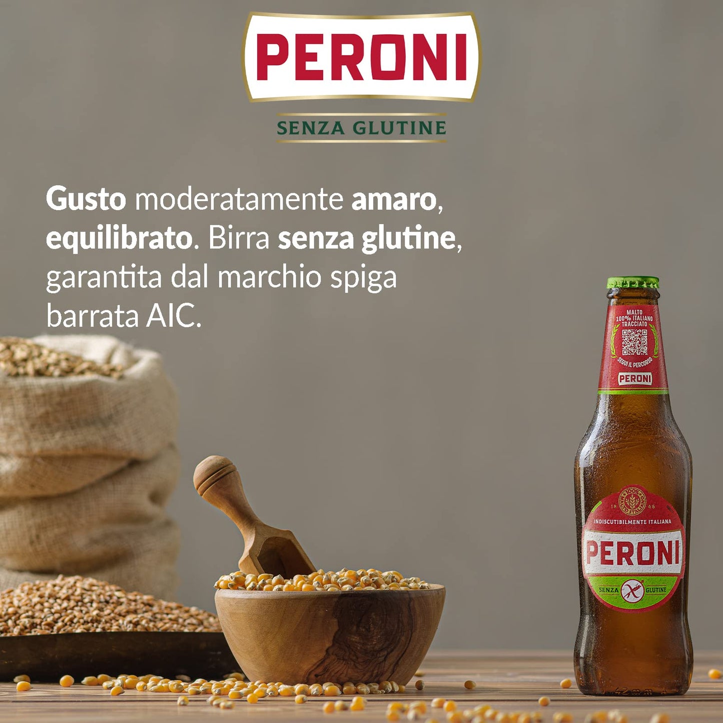 Peroni Birra Senza Glutine, Cassa Birra con 24 Birre in Bottiglia da 33 cl, 7.92 L, Gusto Moderatamente Amaro, Gradazione Alcolica 4.7% Vol