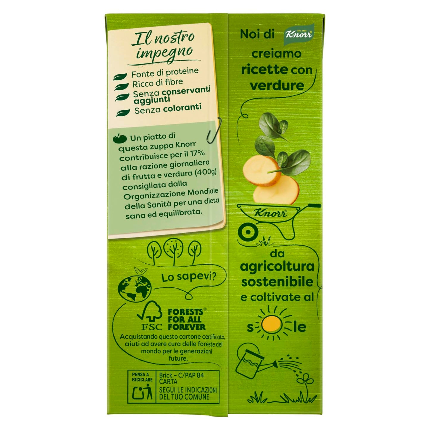 Knorr Vellutata di Spinaci, Piatti Pronti Knorr con Ingredienti Naturali, Senza Coloranti e Senza Conservanti Aggiunti, Ricco di Fibre e Fonte di Proteine, Vegetariano, 12 Confezioni da 750ml