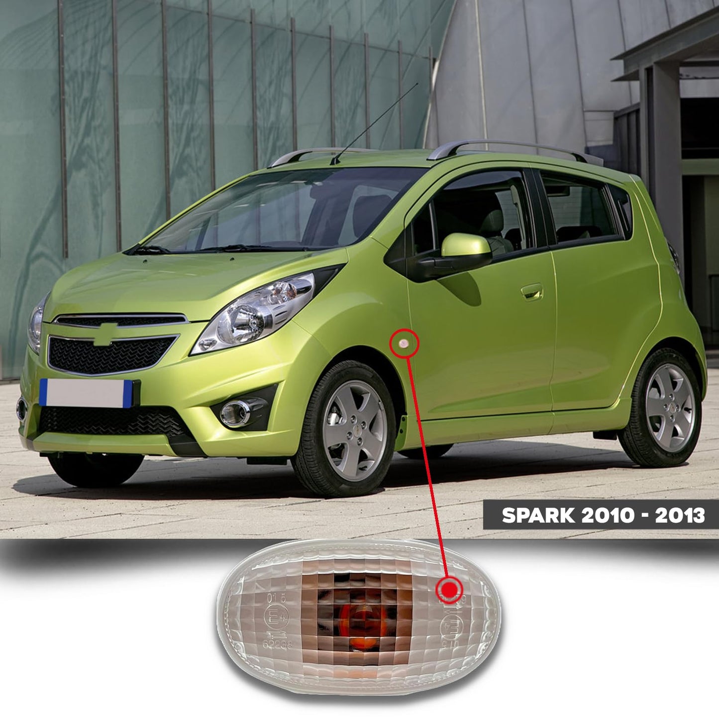 CG94 - Fanale Laterale Compatibile per Auto C. SPARK 2010-2013 - O. KARL 2015 Bianco DX=SX