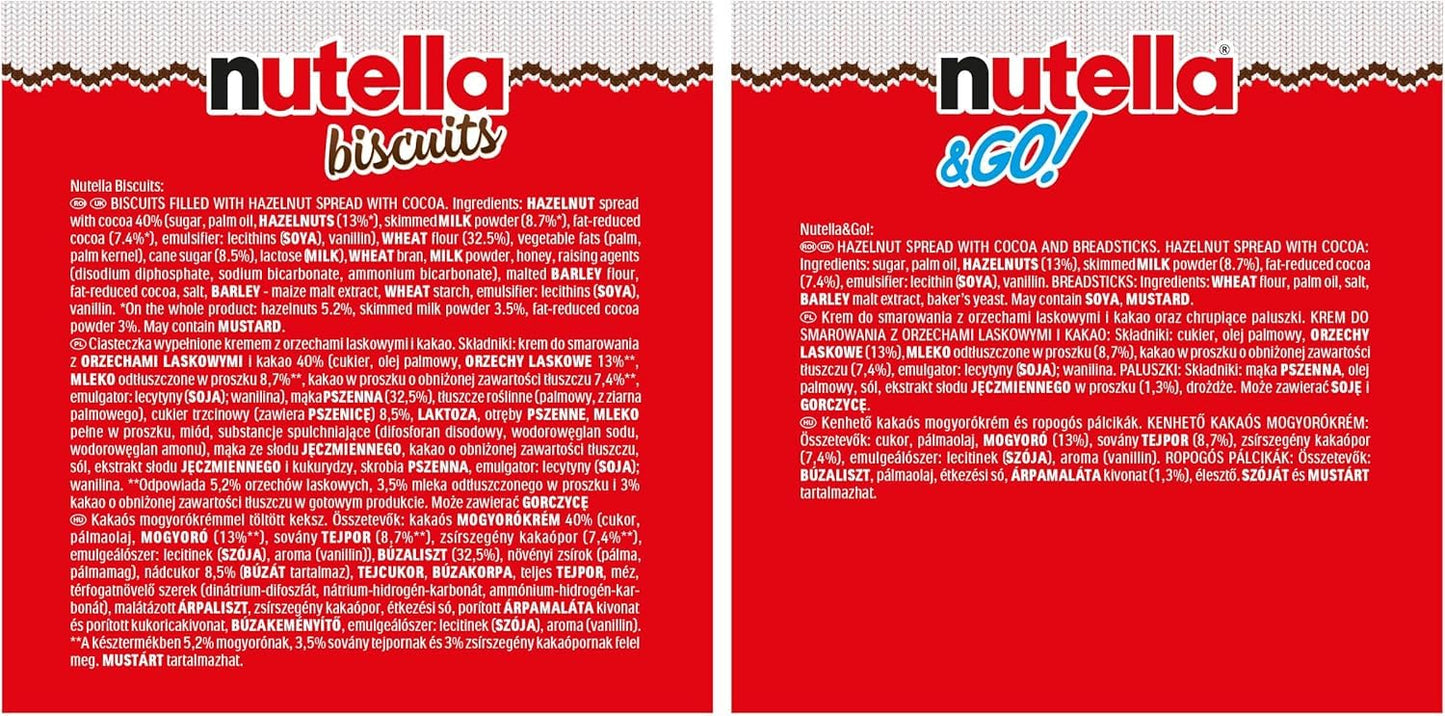 Nutella - Calendario Avvento 2025, 24 Deliziose Sorprese Nutella con Snack e Gadget, Idea Regalo Natale, Confezione da 528 Grammi