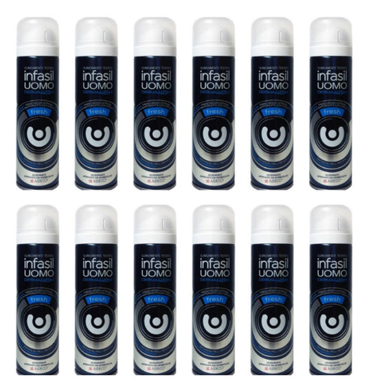 12 X Infasil deodorante Spray Uomo FRESH Derma 48H Deo maschile anti odore