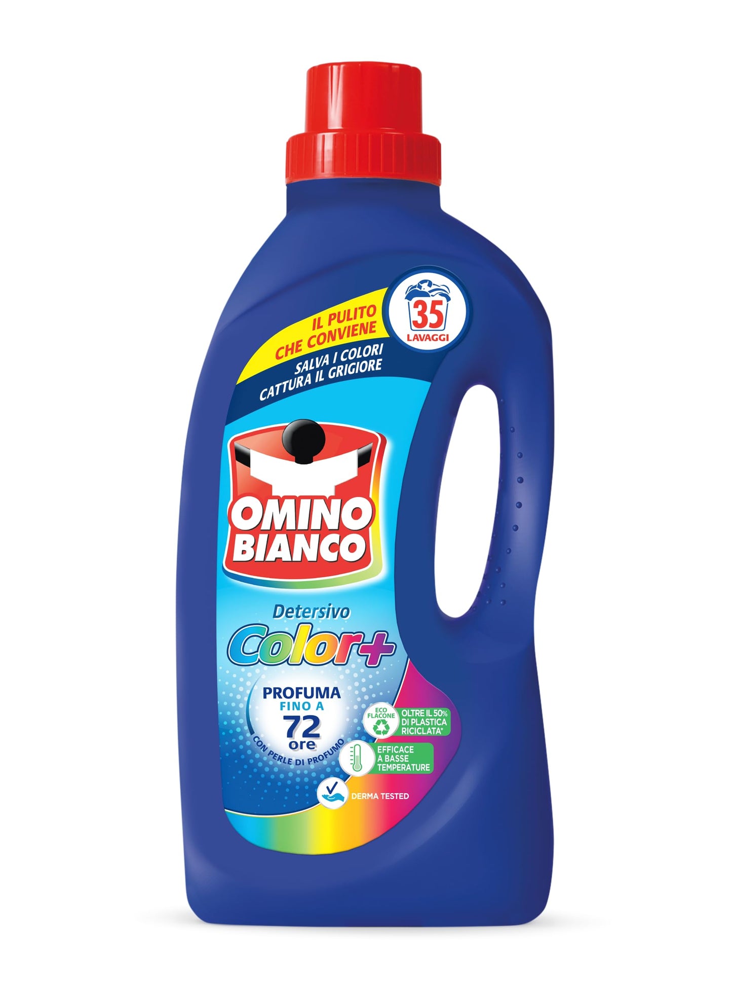 Omino Bianco - Detersivo Lavatrice Liquido Color+, 35 Lavaggi, Specifico per Capi Colorati, Tecnologia Salva i Colori e Cattura il Grigiore, 1400 ml