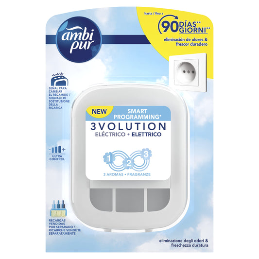 Ambi Pur 3Volution Diffusore Elettrico Per ricarica Liquida a Tripla Profumazione Profumatore per Ambienti Elettrico a Tripla Profumazione