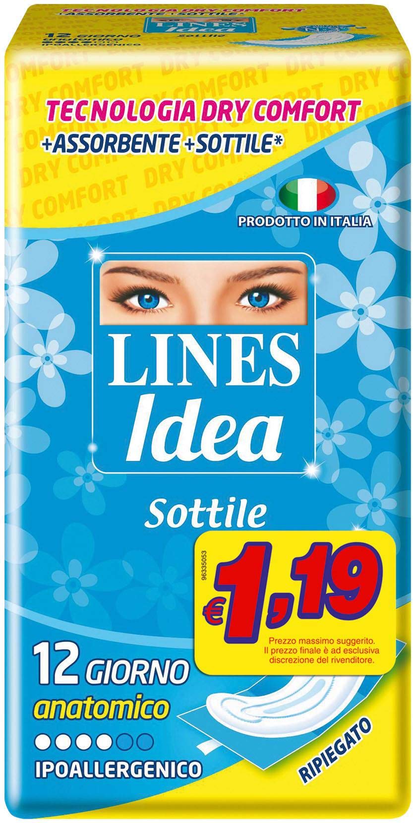Lines Idea Sottile Ripiegato Assorbenti Anatomici 12 pz