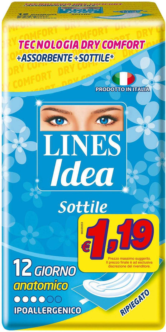Lines Idea Sottile Ripiegato Assorbenti Anatomici 12 pz