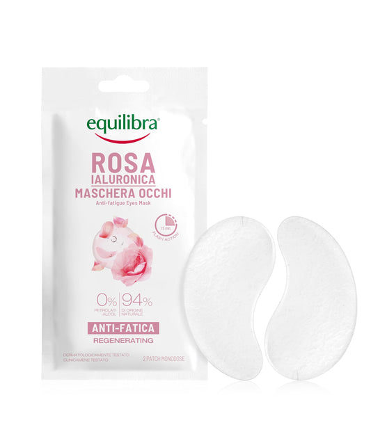 Equilibra, Patch Occhi, Azione Anti-fatica Contro Occhiaie e Borse, 2 Patch, con Estratto di Rosa Damascena, Acido Ialuronico ad Alto, Medio e Basso Peso, Caffeina, ed Estratto di Centella