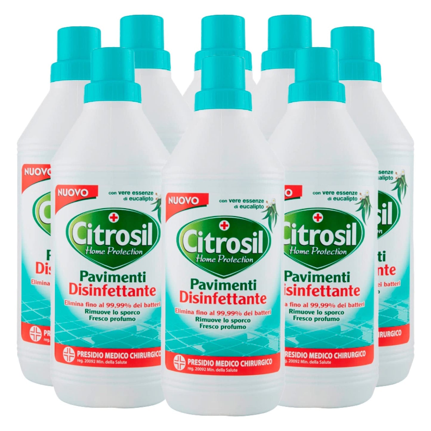 Citrosil Home Protection - Detergente Liquido Pulisci Pavimenti Disinfettante con Vere Essenze di Eucalipto, 900 ml x 8 Flaconi