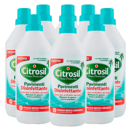 Citrosil Home Protection - Detergente Liquido Pulisci Pavimenti Disinfettante con Vere Essenze di Eucalipto, 900 ml x 8 Flaconi