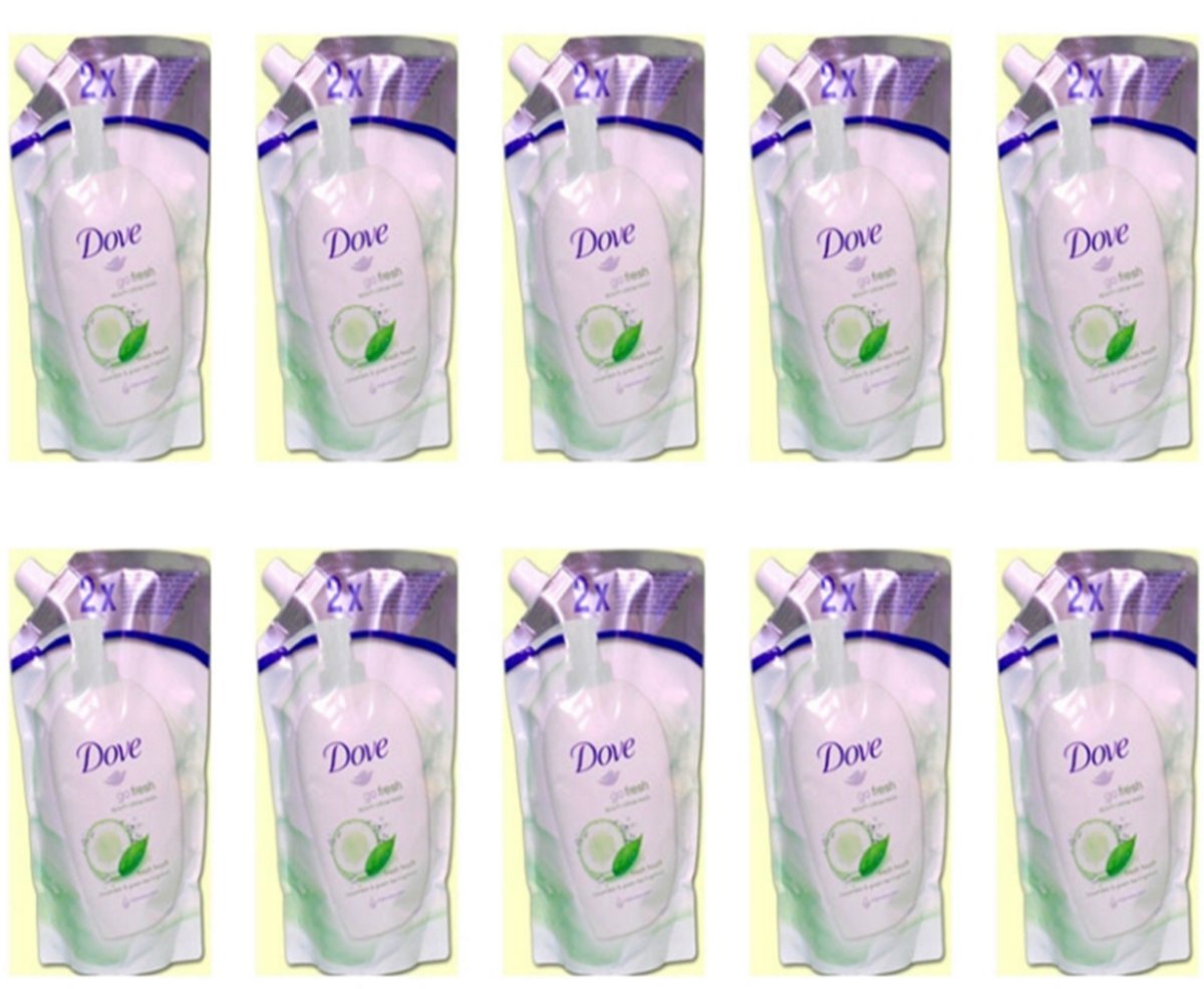 10 x DOVE Sapone Liquido Fresh Touch Ricarica 500 Ml