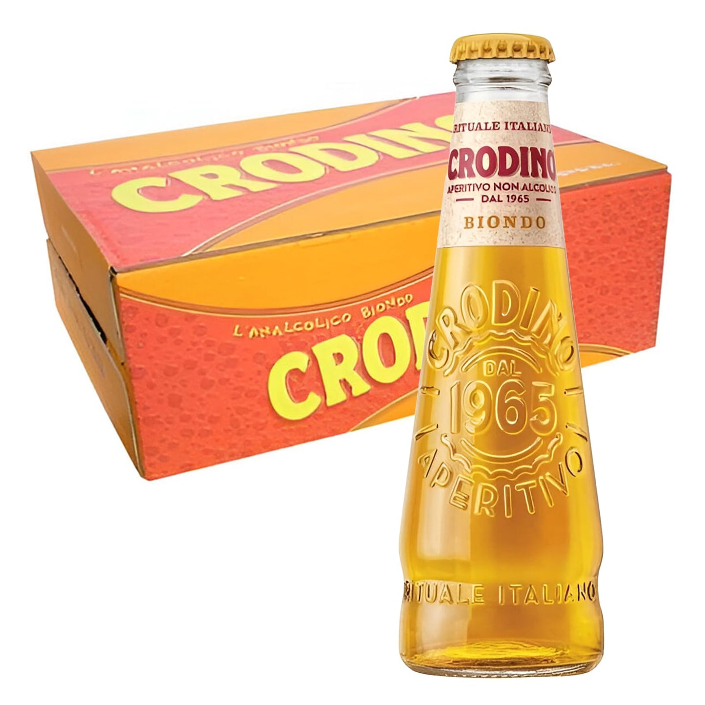Crodino Biondo XL Aperitivo Analcolico 17,5cl Confezione da 24 Bottigliette Il Vero Aperitivo Italiano