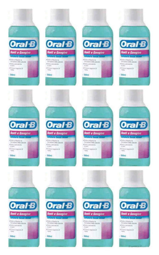 12 Pezzi Oral - B Collutorio Denti e Gengive Senza Alcool riduce la placca
