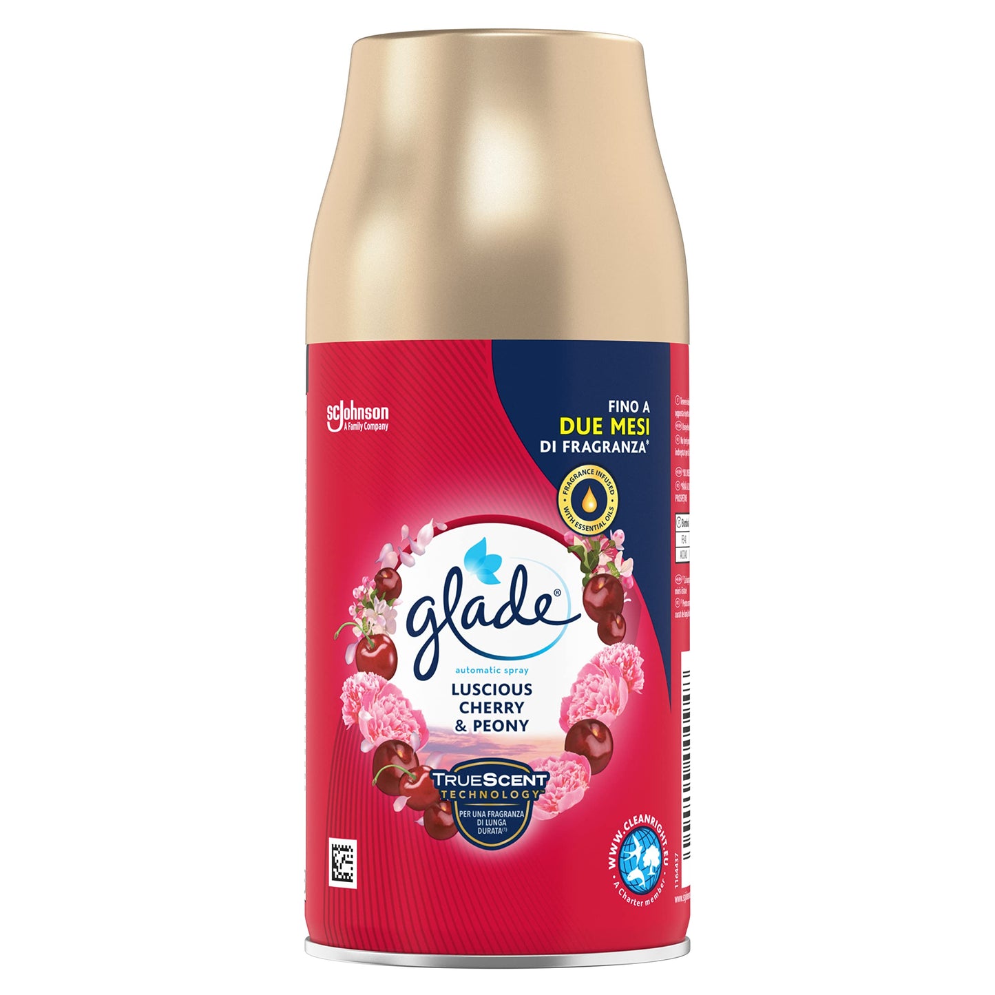 Glade Automatic Spray Ricarica, Profumatore per Ambienti, Fragranza Luscious Cherry & Peony, 1 Ricarica da 269 ml