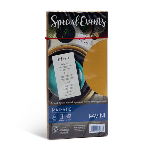 FAVINI A57H154 Special Events 10 buste colore Oro Perlescente e Metallizzato 120 gr formato 11x22 cm Made in Italy
