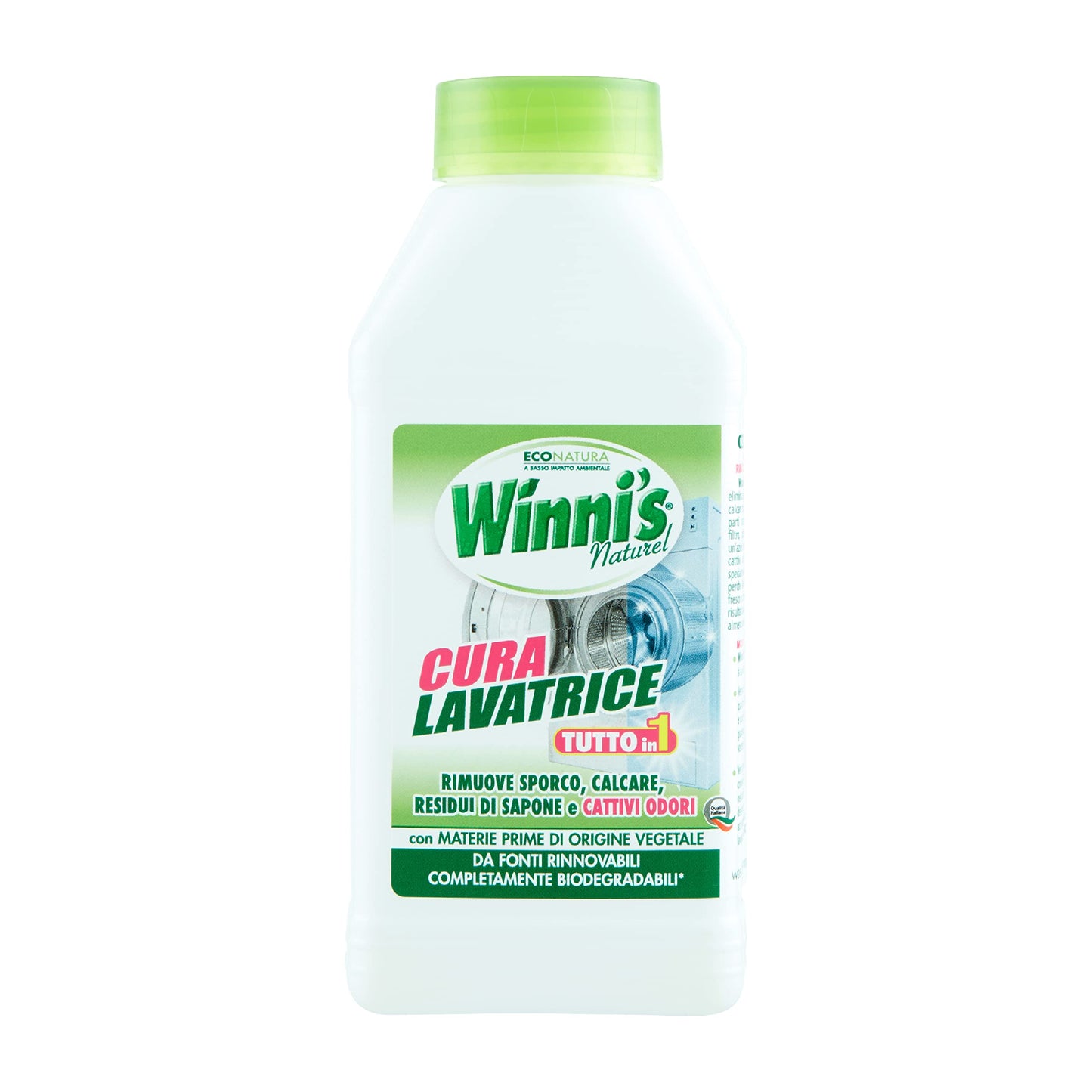Winni's - Cura Lavatrice Igienizzante, Azione Detergente, Anticalcare e Anti Cattivi Odori, con Materie Prime di Origine Vegetale e Bio, 250 ml x 12 Confezioni