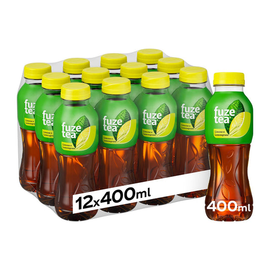 Fuze Tea, Bevanda Rinfrescante Analcolica di Té al Gusto Limone e Citronella, con Zuccheri ed Edulcorante - 1 Confezione da 12 Bottiglie da 400 ml