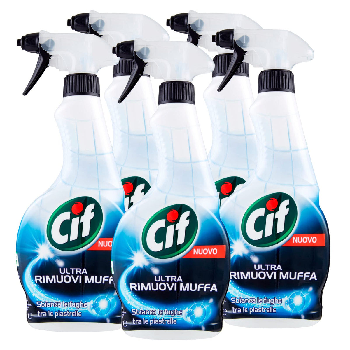 5x Cif Ultra Rimuovi Muffa Detergente Spray con Candeggina - 5 Flaconi da 500 ml