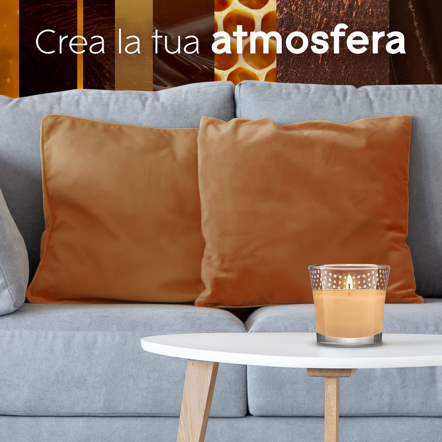 Glade Candela Profumata, Set da 4, con Oli Essenziali, Fragranze Honey & Chocolate, 4x129gr