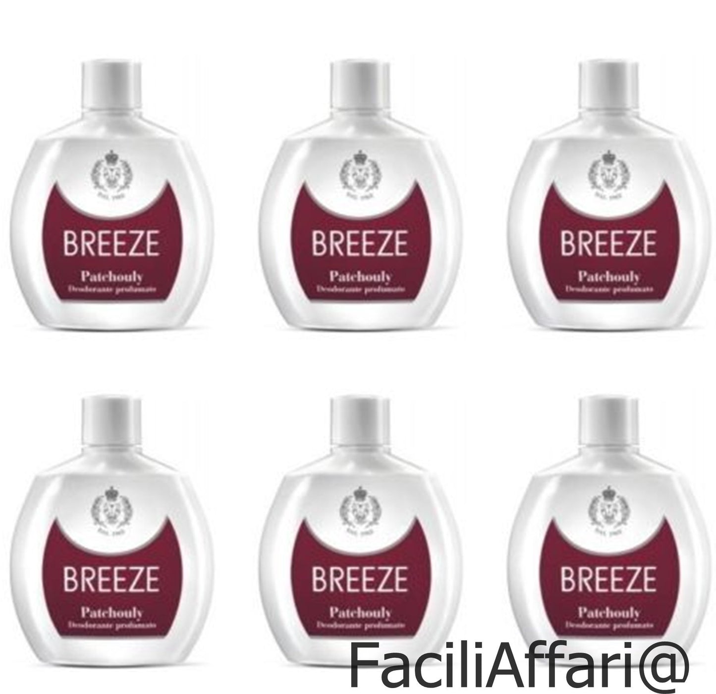 6 Deodoranti Breeze Squeeze Deodorante Profumato Patchouly per il corpo